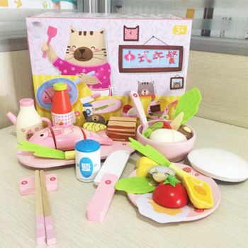 New wooden children's simulation kitchen play house Cutting Toy magnetic baby development intelligence toys Gift D177